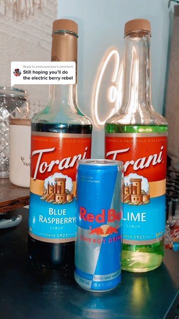 Blue Raspberry Redbull, Coffee Shop Energy Drink Recipes, Blended Redbull Drinks Recipe, Red Bull Non Alcoholic Drink Recipes, Redbull Energy Drink Recipes, Infused Redbull Recipe, Infused Redbull Drinks Recipe, Energy Drink Recipe Redbull, Redbull Refresher Recipe