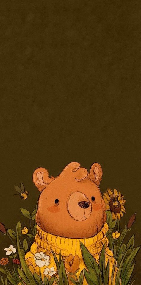 Fall bear phone background wallpaper Fall Bear Wallpaper, Fall Dog Wallpaper Iphone, Fall Raccoon Wallpaper, Cute Bear Theme Wallpaper, Autumn Bunny Wallpaper, Phone Background Wallpaper, Phone Backgrounds, Pretty Wallpapers