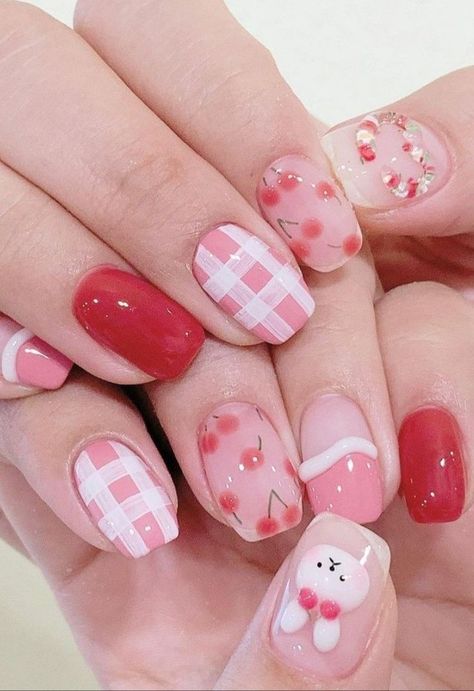 Flores Pink, Flowers Coquette, Coquette Kawaii, Bunny Nails, Asian Nails, Cute Simple Nails, Blush Nails, Pretty Gel Nails, Really Cute Nails