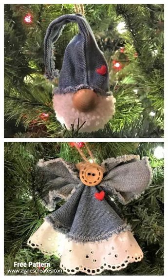 Háčkovaný Anjel, Holiday Fabric Crafts, Fabric Art Diy, Christmas Angel Crafts, Denim Crafts Diy, Memory Crafts, Angel Crafts, Denim Crafts, Holiday Crafts Christmas