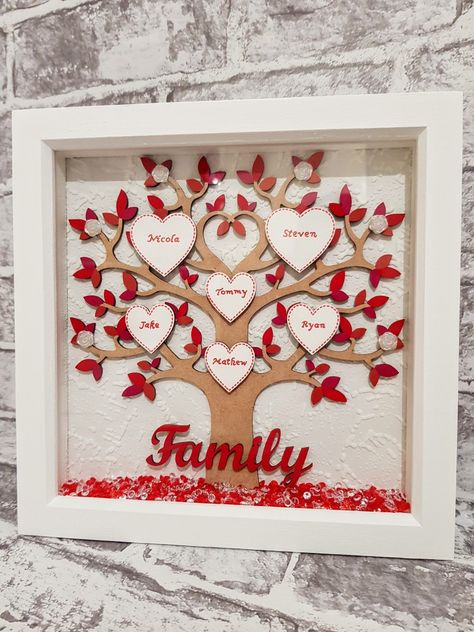 Family Tree #zoescherishedcrafts #boxframe #gift #crystals #red #family Crystals Red, Family Tree Project, Cool Pencil Drawings, Rose Wallpaper, Birthday Gift Ideas, School Projects, Box Frames, Family Tree, Resin Crafts