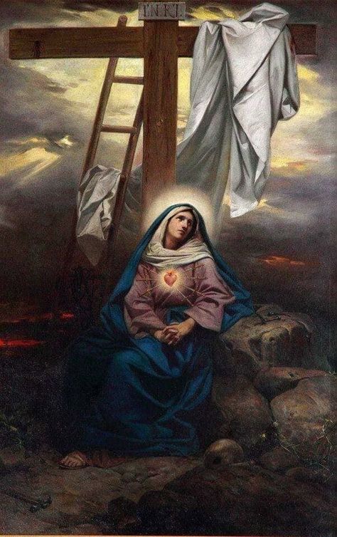 The Crucifixion Catholic Artwork, Catholic Pictures, Blessed Mary, Queen Of Heaven, Jesus And Mary Pictures, Our Lady Of Sorrows, Divine Mother, San Michele, Blessed Mother Mary