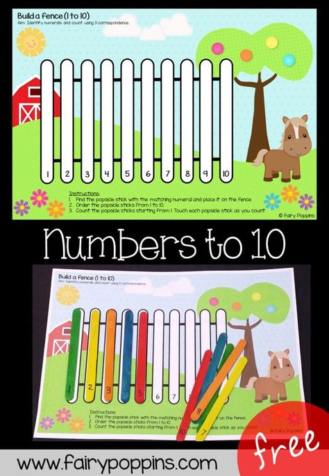 Number Order Activities Preschool, Ordering Activities, Number Kindergarten, Fairy Poppins, Number Ordering, Farm Activities Preschool, Learning Numbers Preschool, Farm Theme Preschool, Farm Preschool