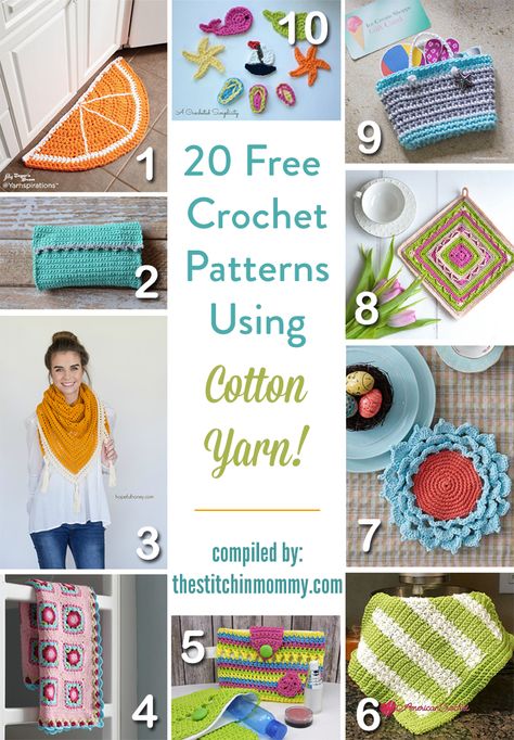 Comfy Cotton Blend Yarn Patterns Free, Crochet Patterns Using Cotton Yarn, Cotton Yarn Crochet Projects, Cotton Yarn Projects, Cotton Yarn Patterns, Cotton Crochet Patterns, Scrap Yarn Crochet, Crochet With Cotton Yarn, Crochet Stitches Patterns