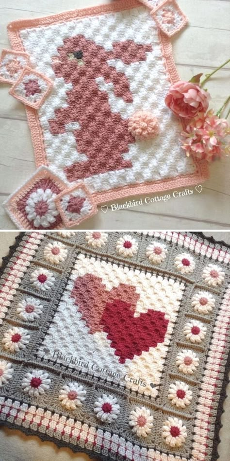 C2c Bunny Blanket, Graphagram Crochet Afghans, C2c Crochet Designs, Graphgans Patterns Free, C2c Crochet Blanket Baby, Spring Crochet Blanket, C2c Granny Square Blanket, Granny Square Bunny, C2c Graphgan Charts Free