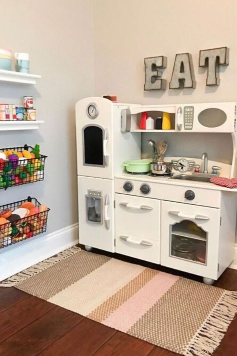 KIDS PLAYROOM STORAGE IDEAS 2 Playroom Storage Ideas, Small Playroom, Baby Playroom, Basement Playroom, Boys Playroom, Play Kitchens, Girls Playroom, Toddler Playroom, Kids Playroom Decor