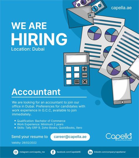 Job Vacancy Advertisement, Zoho Books, Tally Erp 9, Bachelor Of Commerce, Accounting Jobs, Hvac Company, Job Vacancy, We Are Hiring, Cartoon Pictures