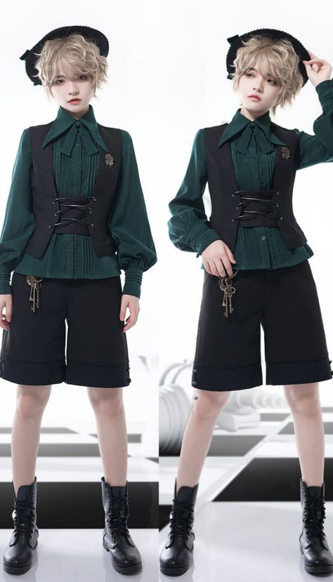 Princess Chronicles 【-Overture of the Night-】 Blouse in Green Color Available NOW

◆ Matching Vests and Shorts Also Available: https://lolitawardrobe.com/princess-chronicles-overture-of-the-night-gothic-lolita-ouji-lolita-blouse_p6145.html Princess Chronicles, Prince Clothes, Kawaii Clothes, Harajuku Fashion, Gothic Lolita, Character Outfits, Lolita Fashion, Model Poses, Boy Fashion