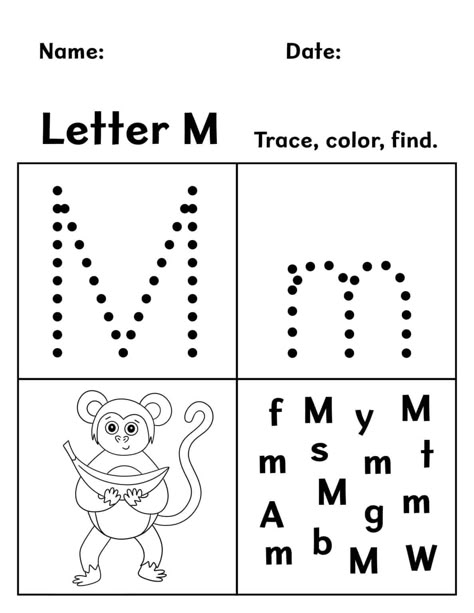 FREE Letter M Worksheets for Preschool ⋆ The Hollydog Blog Letter M Worksheets Kindergarten, Letter M Worksheets For Preschool, Preschool Letter M, Letter M Activities, Alphabet Sound, Preschool Curriculum Free, Letter M Worksheets, Teacher Essentials, Worksheet Kindergarten