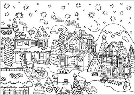 Village Coloring Pages, Christmas Pictures To Color, Kids Christmas Coloring Pages, Nativity Coloring Pages, Christmas Artist, Santa Coloring Pages, Free Christmas Coloring Pages, Printable Christmas Coloring Pages, Photo Tag