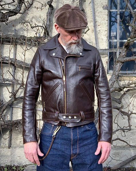 @58panheadfan shared a photo on Instagram: “RMC Buco JH-1 Horsehide Leather Jacket in brown (JH-2) 💯 • At Last Co. Lot. 161 Jeans • Freewheelers Tee • Red Wing Iron Ranger 8111 •…” • Feb 8, 2022 at 3:41pm UTC Red Wing Iron Ranger 8111, Iron Ranger 8111, Biker Outfits, Air Force Jacket, Red Wing Iron Ranger, Iron Ranger, Biker Outfit, Riders Jacket, Vintage Biker