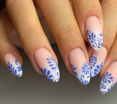 Tile Nail Design, Fine China Nails, Tile Nails, Mexican Nails, China Nails, Casual Nails, Short Acrylic Nails Designs, Nail Art Galleries, My Brain