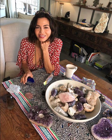 #crystals #selfcare #celebrities Jenna Dewan, Gisele Bündchen, Kim Kardashian & More Celebs Who Swear by the Power of Crystals Crystal Collection Display, Light Goth, Werewolf Girl, Love Crystals, Gisele B, Jenna Dewan, Crystal Aesthetic, Boho Crystal, Gisele Bündchen