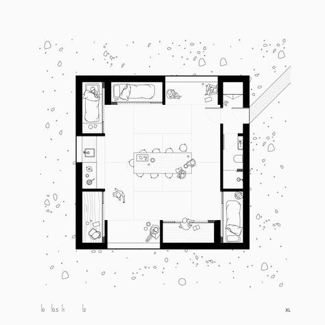 Heima: Iceland Trekking Cabins | Trias | Archinect Common Room Design, Ice Nature, Architecture Drawing Plan, Tiny House Floor Plans, Architectural Drawing, Cabin Plans, Tiny House Plans, Architecture Presentation, Architectural Inspiration