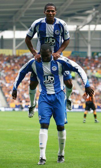 Wigan Athletic FC Great Pic Of Antonio Valencia & Emile Heskey Wigan Athletic Wallpaper, Wigan Athletic, Great Pic, Captain America, Valencia, England, Collage, Pins, Quick Saves