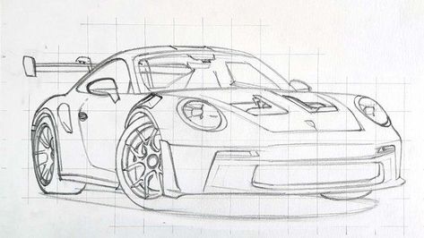 Porche 911gt3 Drawing, Simple Car Drawing, Hair Sketch, Porsche Gt3, Car Drawings, Mandala Drawing, Pencil Art, Art Cars, Graffiti Art