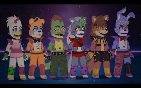 Security Breach Characters, Fnaf Gacha, Glamrock Freddy, Gacha Characters, Club Hairstyles, Gacha Stuff, Gacha Ideas, Security Breach, Fnaf Characters