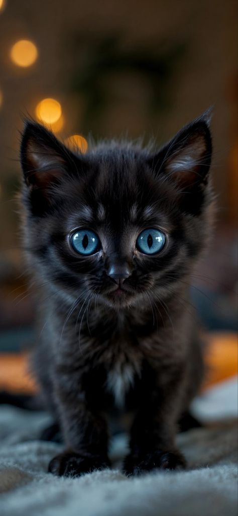 Cutest Animal Photos, Cool Pictures Of Animals, Kitten With Blue Eyes, Different Types Of Animals, Animals Pictures, Lovely Animals, Animals Funny, Black Kitten, Types Of Animals