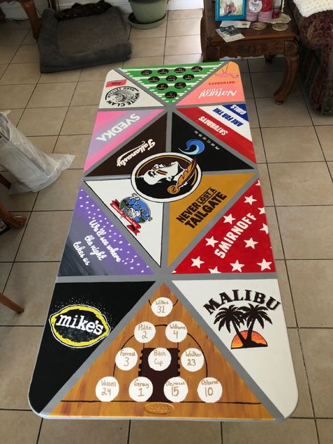 Ohio State Beer Pong Table, Fsu Pong Table, Fsu Beer Pong Table, Personalized Beer Pong Table, Yee Claw Pong Table, Beer Pong Table Painted Alcohol Brands, Beer Pong Table Layout, Painted Pong Table Boys, Beer Die Table Design