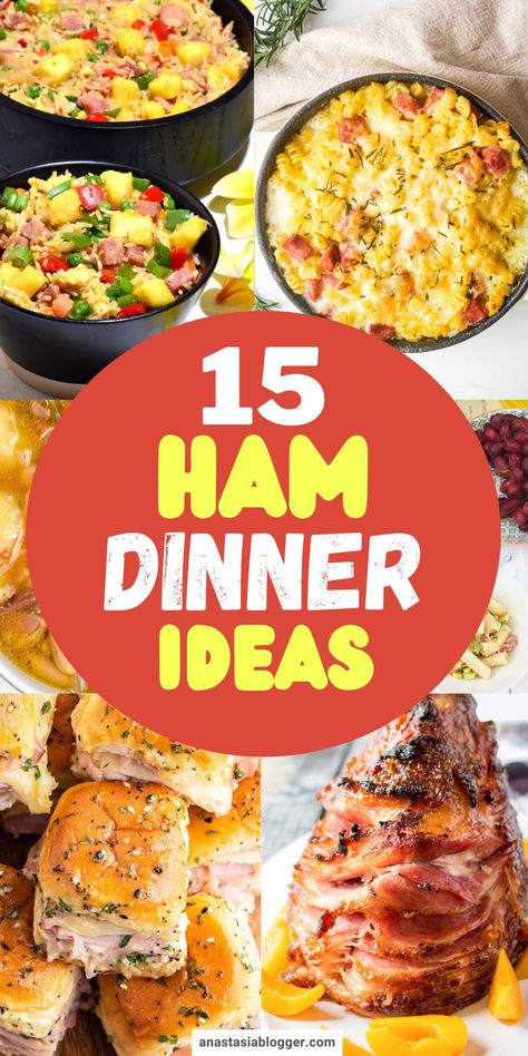 If you need ways and ideas on what to do with your fresh or leftover ham, I have here 15 ham dinner recipes the whole family will enjoy! #dinner #hamrecipes Summer Ham Dinner Ideas, What To Make With Sliced Ham, Ham For Dinner Main Dishes, Ham Dinner Recipes For Family, What To Do With Ham Steaks, Sunday Ham Dinner, Shaved Ham Recipes Dinners, Sliced Ham Recipes Dinners, Recipes With Spam Dinners