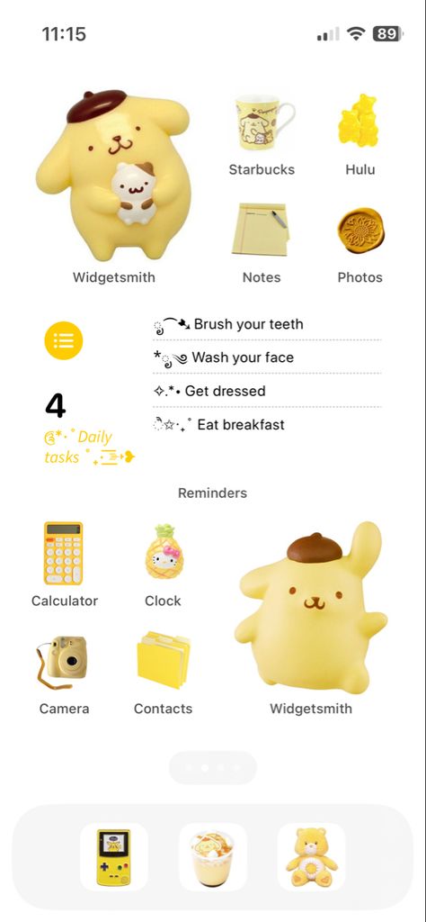 Pompompurin Iphone Layout, Pompompurin Homescreen Layout, Pompompurin Layout, Pompompurin Phone Theme, Pompompurin Homescreen, Ios Homescreen Layout, Homescreen Theme, Layout Phone, Photo Brush