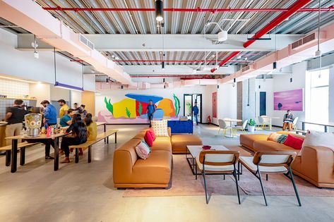 Bright Blue Couch, Barn Remodel, Google Office, Startup Office, Youth Center, Meeting Space, Youth Room, Office Couch, Office Meeting