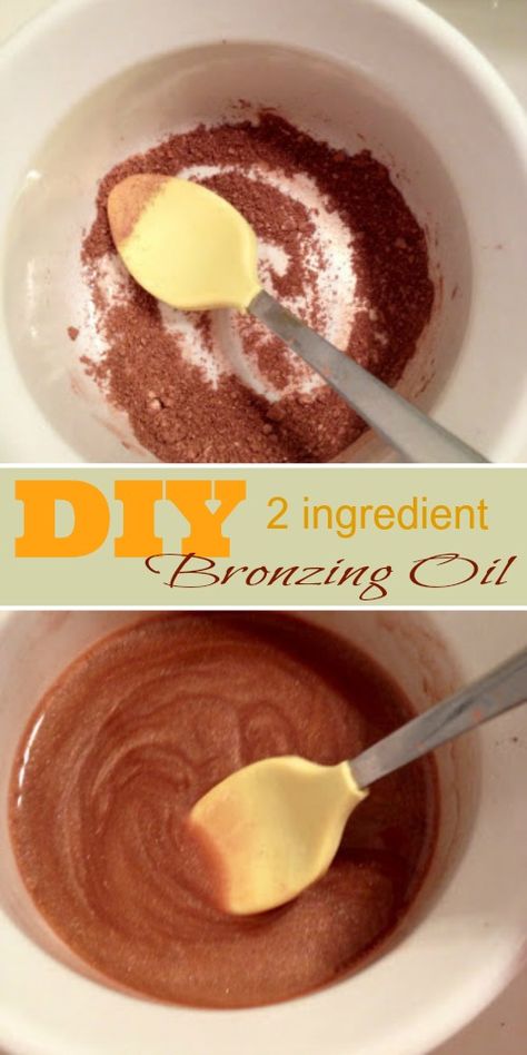 This DIY Bronzing Oil is super easy to make with just 2 ingredients and supplies you'll find around the house. Grab the tutorial today! Homemade Fake Tan, Tanning Oil Recipe, Diy Tanning Lotion, Self Tanner Homemade, Tanning Oil Homemade, Diy Tanning Oil, Diy Self Tanner, Diy Bronzer, Diy Tanning