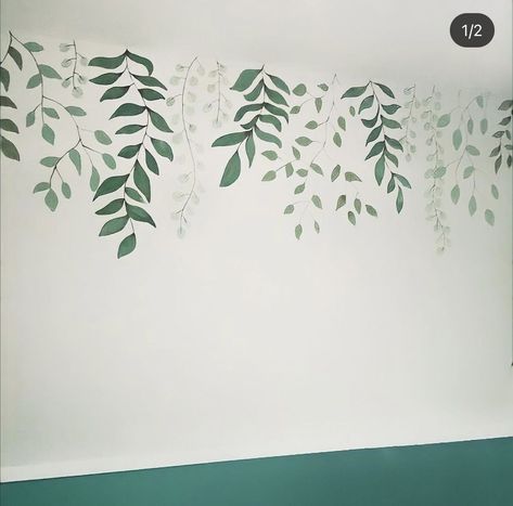 Window Wall Painting Ideas, Wall Painting Leaves, Wall Painting Ideas Creative Living Room, Hand Painted Wall Murals, Wall Painting Ideas Creative, Wall Painting Designs, How To Start Painting, Doodle Wall, Painting Textured Walls