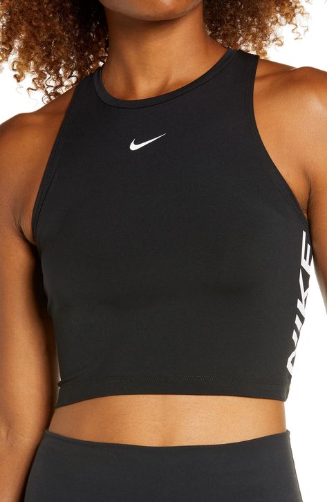 Nike Pro Dri-FIT Crop Tank available at #Nordstrom Sporty Clothes, Superstar Outfit, Nike Pro Fits, Fitness Wear Outfits, Practice Outfits, Gym Fits, Cute Comfy Outfits, Sporty Outfits, Jewel Neck