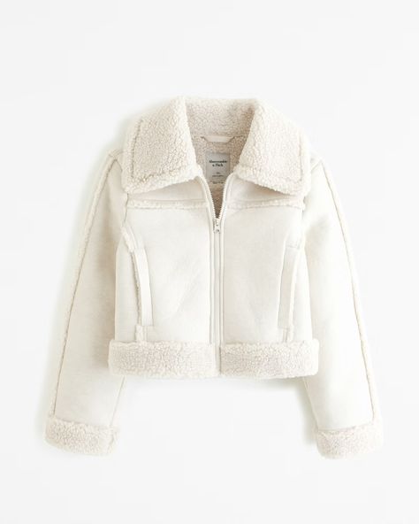 Women's Cropped Vegan Suede Sherpa Jacket | Women's Sale | Abercrombie.com Sherpa Jacket, Suede Fabric, Sherpa Lined, Jacket Women, Cute Casual Outfits, Zip Up, Women Crop, Zip Ups, Casual Outfits