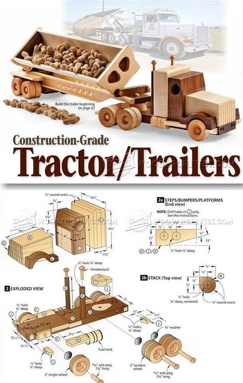 Wooden Toy Plans, Kids Woodworking Projects, Wooden Toys Design, Wooden Toy Trucks, Wood Toys Plans, Trailer Plans, Wooden Truck, Wooden Toys Plans, Sleeping Bear