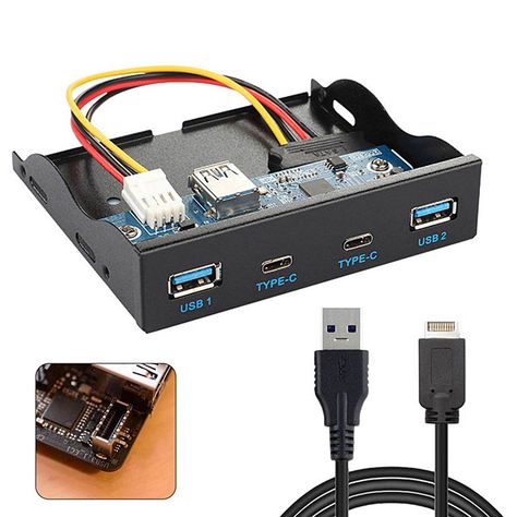 2-Port USB 3.0 Type-A + 2-Port USB 3.1 Type-C 3.5 Front Panel with USB 3.1 Front Panel Header Type-E Usb Gadgets, Super Speed, Motherboard, Gadgets, Cable, High Quality