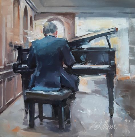 Guy Playing Piano, Pianist Painting, Piano Oil Painting, Fairfax County Virginia, Piano Art, Fairfax County, Painting Media, Jazz Club, Watercolor Ideas