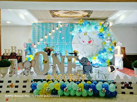 First Bday Decoration Ideas, 1 St Birthday Decoration Ideas Indian, Balloon Backdrop Ideas Birthday, Baby Boy First Birthday Decoration Ideas, First Birthday Stage Decorations, Birthday Stage Decoration Ideas, First Birthday Boy Decorations Ideas, Birthday Stage Decoration, Boy First Birthday Theme