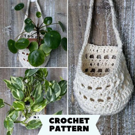 Crochet Functional, Crochet Plant Hanger Pattern, Crochet Hanging Plant, Hanger Basket, Plant Hanger Pattern, Crochet Plant Hanger, Inch Plant, Wall Plant Hanger, Basket Pattern