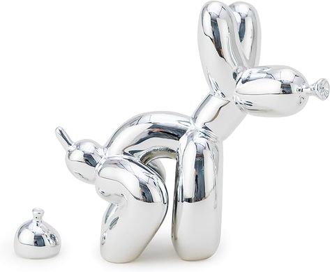 Balloon Dog Pooping, White Elephant Gag Gifts, Dog Statue Decor, Pooping Dog, Bathroom Table, Silver Balloon, Dog Statue, Balloon Dog, White Elephant