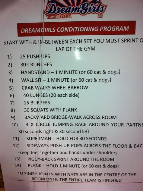 dreamgirls conditioning Cheerleader Conditioning Workout, Cheer Strength And Conditioning, Conditioning For Cheerleaders, Sports Conditioning, Cheerleading Conditioning Workout, Conditioning Workouts Cheerleading, Cheerleading Conditioning, Cheer Conditioning, Cheer Workouts For Bases