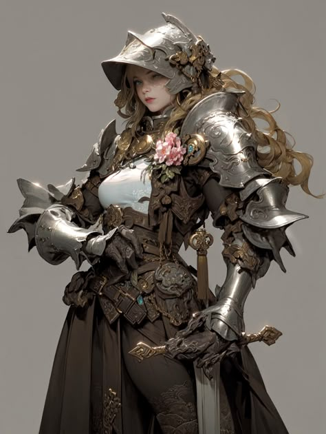 ArtStation - Medieval Flower Knight Knight Defending Princess, Women Knight Art, Knight Armor Female, Knight Woman Art, Woman Knight Art, Female Armor Design, Armored Woman, Female Knight Art, Knight Character Design