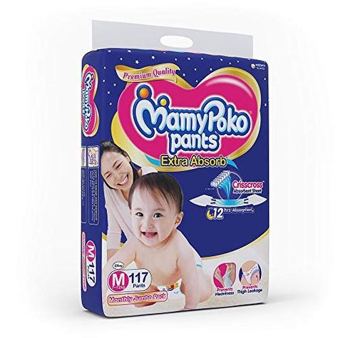 , MamyPoko pants extra absorb comes with crisscross absorbent sheet which absorbs 7 glasses of urine and spreads it equally, so there's no fear of heaviness. Its stretchable thigh support prevents gaps between diaper and baby's thigh, hence prevents leakage.  Diaper does not get heavy because urine does not get collected at one place because of its crisscross absorbent sheetIt has stretchable... Diy Teethers, Mother Care, Soft Legs, Best Baby Products, Babies Stuff, Bear Photos, Baby Bottoms, Peeling Skin, Baby Pants