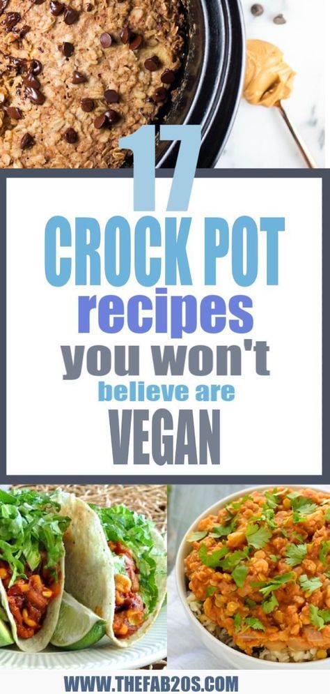 Here are 17 amazing vegan crock pot recipes that you won't believe are even vegan.. #vegan #crockpot #vegancrockpot #foodanddrink #veganrecipes #slowcooker #dinner Vegan Crock Pot Recipes, Vegan Crock Pot, Crockpot Recipes Healthy, Breakfast Crockpot, Healthy Crock Pot, Vegan Slow Cooker Recipes, Vegan Crockpot Recipes, Vegan Crockpot, Breakfast Crockpot Recipes