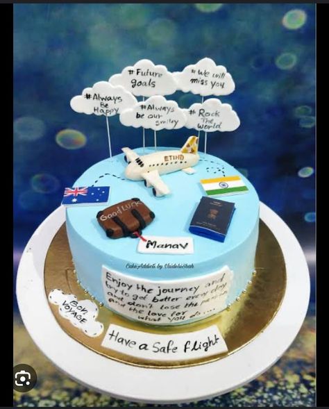 Bon Voyage Cake Australia, Bon Voyage Cake Ideas, Happy Journey Cake Ideas, Happy Journey Cake, Journey Cake, Bon Voyage Cake, Australia Cake, India Cakes, Map Cake