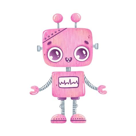 Robot Illustration Design, Cute Robot Drawing, Cute Robot Art, Robot Clipart, Valentines Robots, Robots Artworks, Robot Tattoo, Robot Design Sketch, Robot Birthday Party