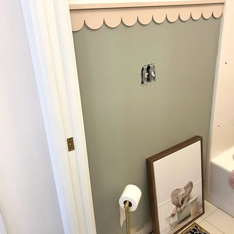 Mdf Trim, Trim Wall, Cottage Bath, Scallop Pattern, Bedroom Updates, Trim Molding, Trim Work, Scallop Trim, Laundry Mud Room