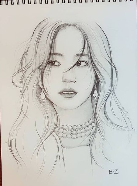 Drawing Ideas Person Easy, Kpop Drawings Blackpink Jisoo, Sketches Blackpink, Blackpink Sketch Easy, Kpop Drawings Easy Twice, Kpop Drawings Pencil Easy, G Idle Drawing, Blackpink Drawing Pencil, Kpop Sketch Pencil Easy