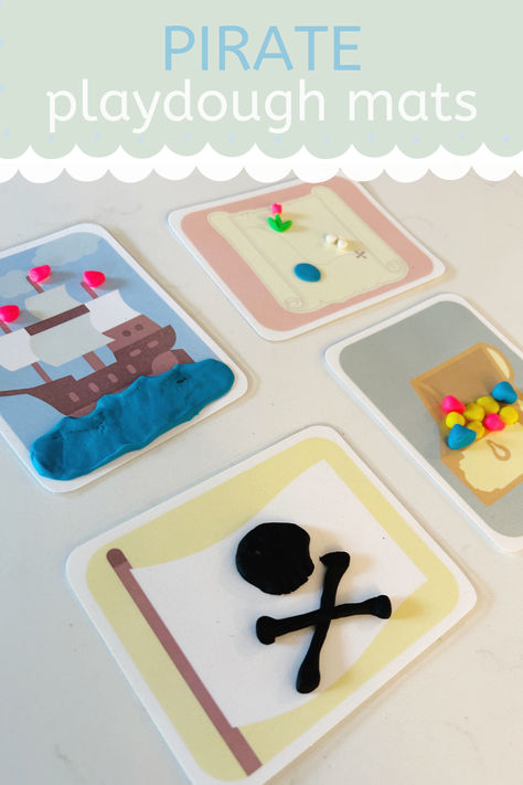 Sail the seven seas! Search for buried treasure! Design your own flag! These colorful, pirate playdough mats will bring adventure to life! ☆This listing is for a digital download. You will not receive a physical product upon purchasing.☆ These pirate-inspired playdough mats are a fun way to combine imaginative and sensory play. Included are four 8.5" x 11" mats and four 3.75" x 4.75" mats with pirate-inspired shapes. Just print, laminate, and play! Plate Play Dough Mat, Pirate Playdough, Food Playdough Mats, Design Your Own Flag, Mermaid Playdough Kit, Pirate Play, Playdoh Mats, Dough Ideas, Play Dough Mats