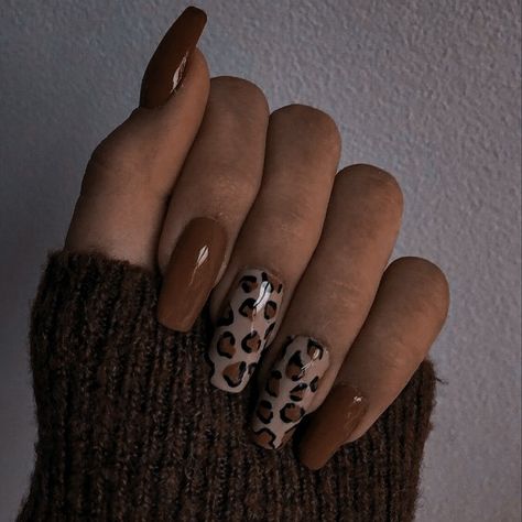 Leopard Nails Square, Nails Inspiration Leopard, Fall Leopard Nail Designs, Fall Cheetah Print Nails, Brown Cheetah Nails, Brown Leopard Nails, Pantera Nails, Nail Designs Leopard Print, Panther Nails