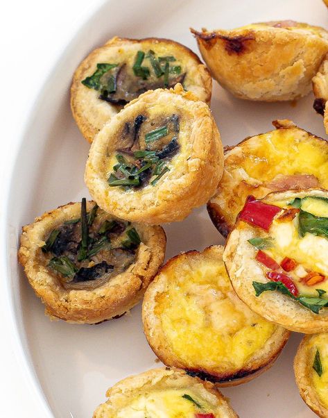 Mini Quiche Recipe (3 Ways!) - Chef Savvy Mini Quiche Recipe, Mini Quiche Recipes, Chef Savvy, Buttery Pie Crust, Quiche Recipe, Mini Quiche, Quiche Recipes, Pie Dough, Feeding A Crowd