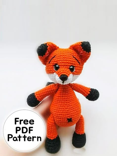 Cute Crochet Fox Amigurumi PDF Free Pattern Crochet Fox Pattern Free, Crocheted Fox, Crochet Fox Pattern, Amigurumi Fox Pattern, Fox Amigurumi, Amigurumi Projects, Crocheted Fox Pattern, Amigurumi Fox, Fox Toys