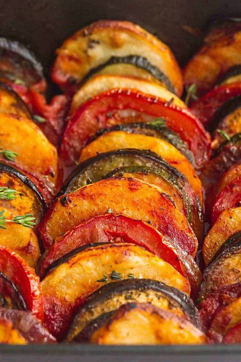 Feta Baked Vegetables, Baked Mediterranean Vegetables, Mediterranean Vegetable Side Dishes, Greek Veggies Roasted, Briami Greek Vegetables, Briam Recipe Greek, Briam Greek Roasted Vegetables, Baked Vegetables Roasted Veggies, Greek Side Dishes Vegetables