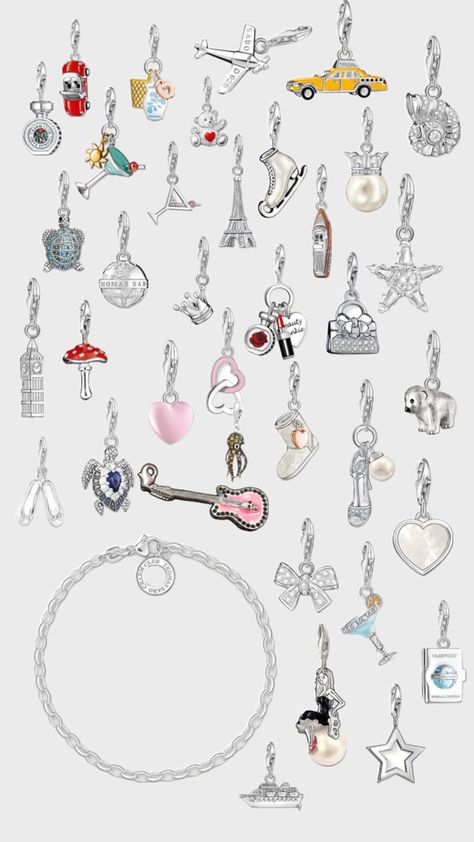 Silver & pink Thomas Sabo Charms Thomas Sabo Charm Bracelet, 16th Birthday Wishes, Pandora Bracelet Charms Ideas, Thomas Sabo Bracelet, Pandora Bracelet Designs, Colorful Bead Bracelets, Thomas Sabo Charms, Pandora Jewelry Charms, Pandora Bracelet Charms